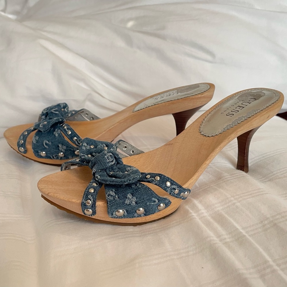 Guess Wood and Jean Kitten Heel